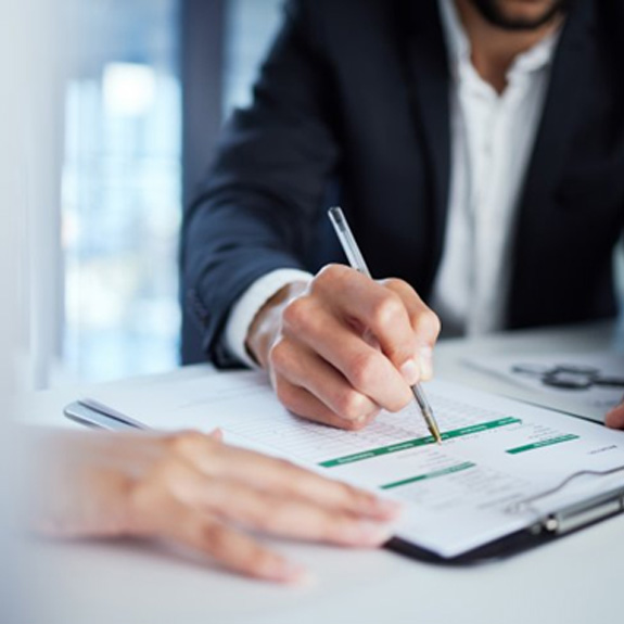 People go over paperwork