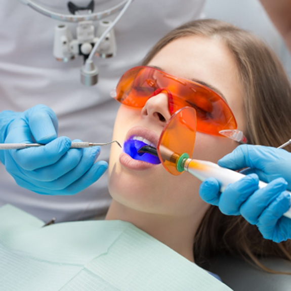 Dental patient receiving a filling